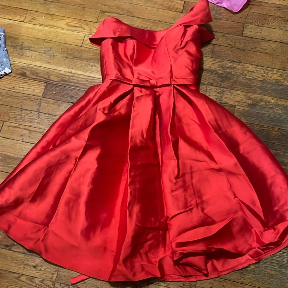 Red Satin Homecoming Dress Red Off the Shoulder Hoco Dress